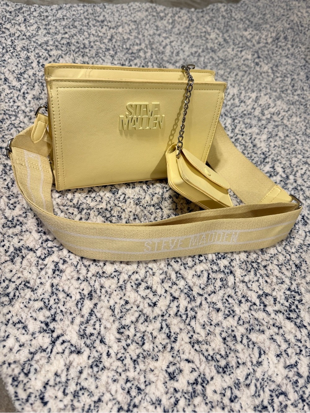 Steve Madden Pale Yellow Crossbody with Wide Strap and Coin Pouch